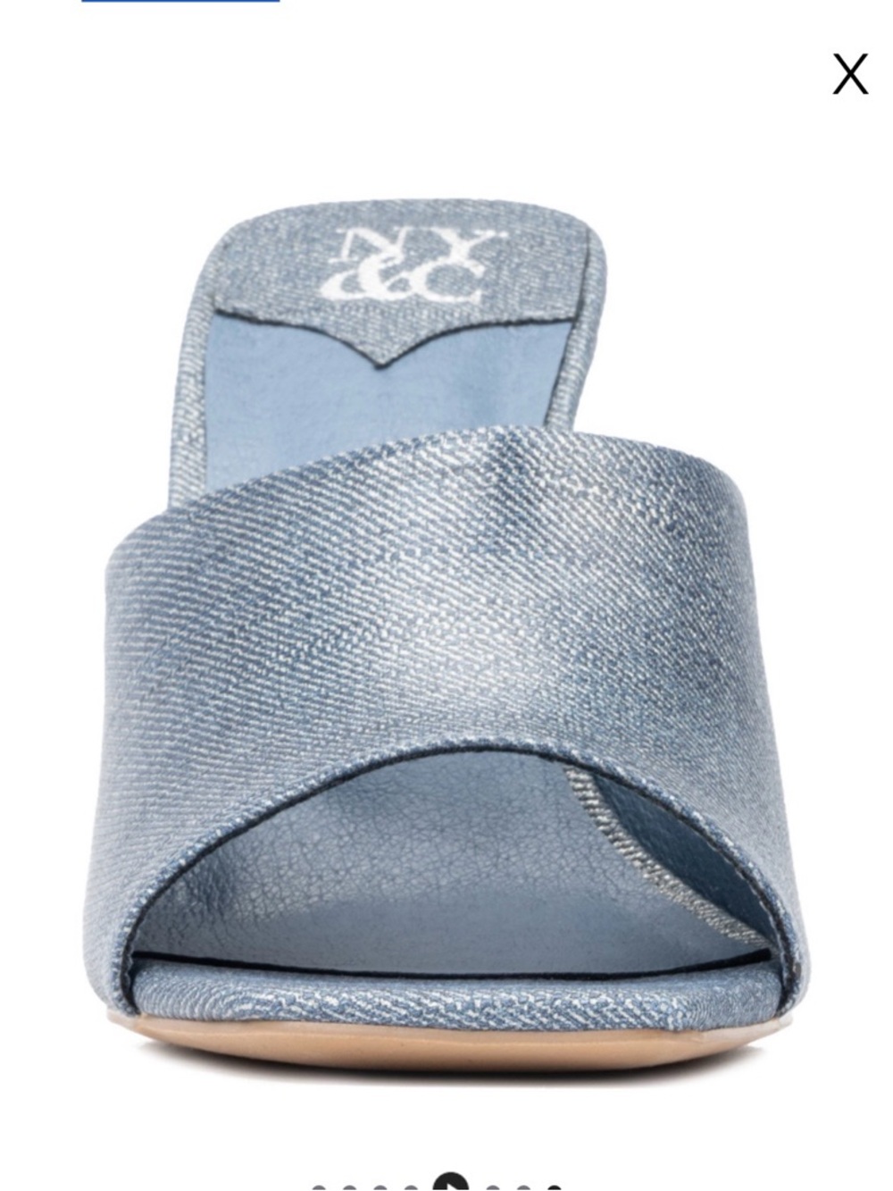 New York & Company Denim-Textured Powder Blue Slide Heels